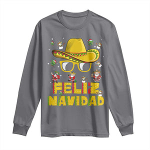 Mexico Christmas Long Sleeve Shirt Feliz Navidad Sombrero TS10 Charcoal Print Your Wear