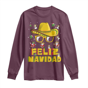 Mexico Christmas Long Sleeve Shirt Feliz Navidad Sombrero TS10 Maroon Print Your Wear