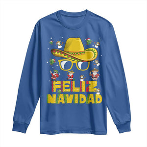 Mexico Christmas Long Sleeve Shirt Feliz Navidad Sombrero TS10 Royal Blue Print Your Wear