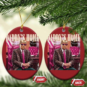 Daddy's Home Trump Pink Christmas Ornament 2024 Take America Back Leopard TS10 Oval Red Print Your Wear