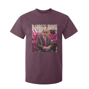 Daddy's Home Trump Pink T Shirt For Kid 2024 Take America Back Leopard TS10 Maroon Print Your Wear