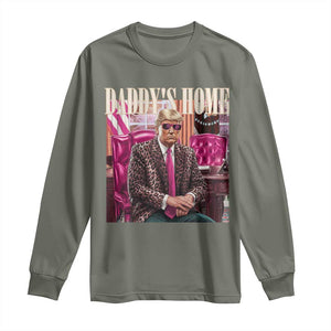 Daddy's Home Trump Pink Long Sleeve Shirt 2024 Take America Back Leopard TS10 Military Green Print Your Wear