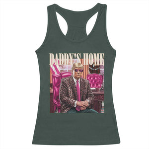 Daddy's Home Trump Pink Racerback Tank Top 2024 Take America Back Leopard TS10 Dark Forest Green Print Your Wear