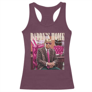 Daddy's Home Trump Pink Racerback Tank Top 2024 Take America Back Leopard TS10 Maroon Print Your Wear