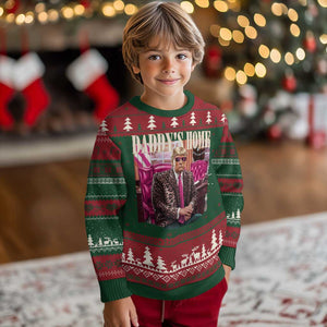 Daddy's Home Trump Pink Ugly Christmas Sweater 2024 Take America Back Leopard TS10 Christmas Print Your Wear