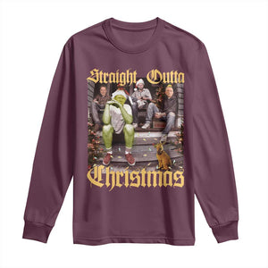 Humorous Trump Christmas Long Sleeve Shirt Straight Outta Xmas Movie TS10 Maroon Print Your Wear