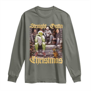 Humorous Trump Christmas Long Sleeve Shirt Straight Outta Xmas Movie TS10 Military Green Print Your Wear