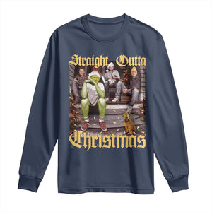 Humorous Trump Christmas Long Sleeve Shirt Straight Outta Xmas Movie TS10 Navy Print Your Wear