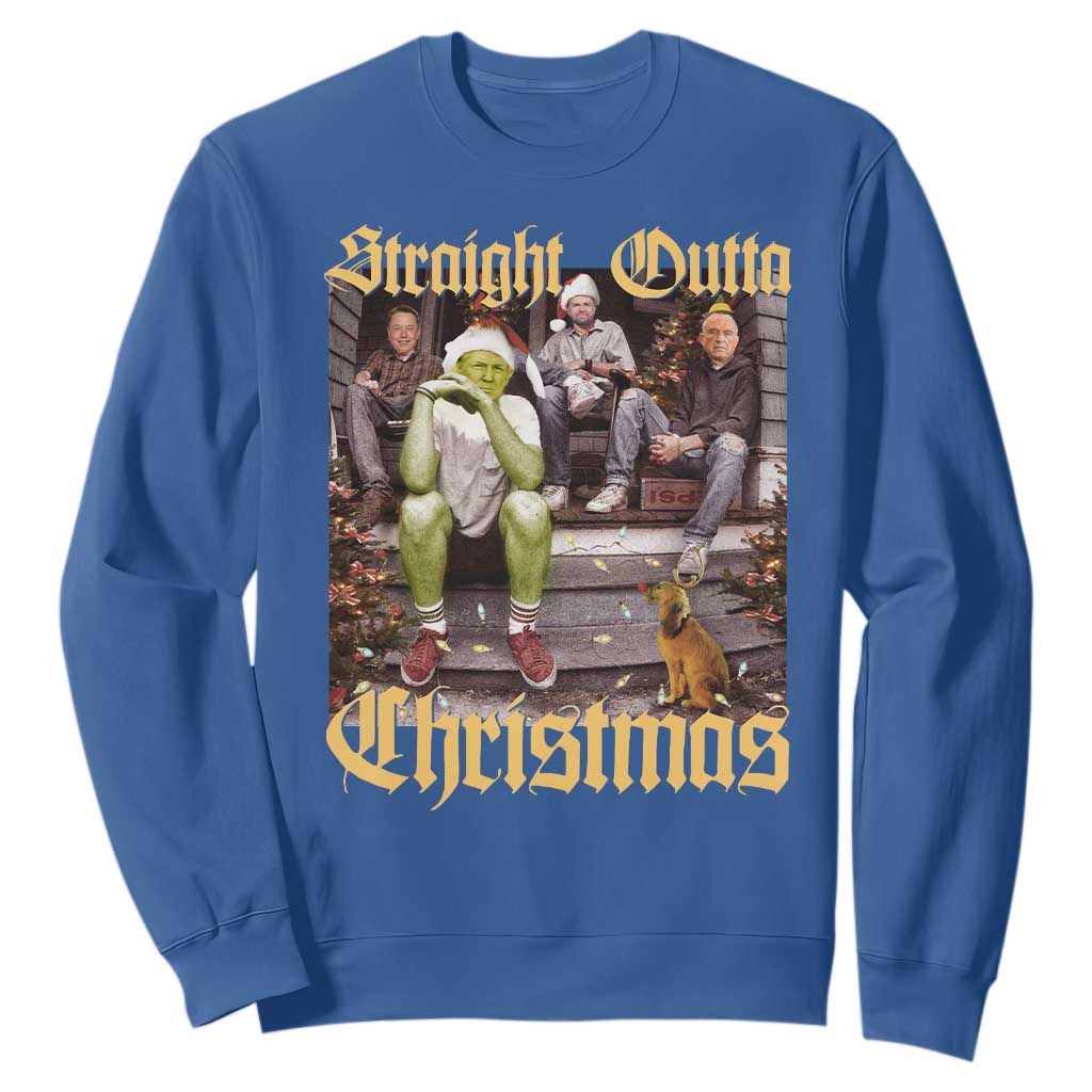Humorous Trump Christmas Sweatshirt Straight Outta Xmas Movie TS10 Royal Blue Print Your Wear