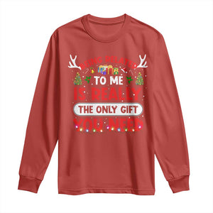 Funny Christmas Long Sleeve Shirt Being Related To Me Is Really The Only Gift You Need Xmas Lights TS10 Red Print Your Wear