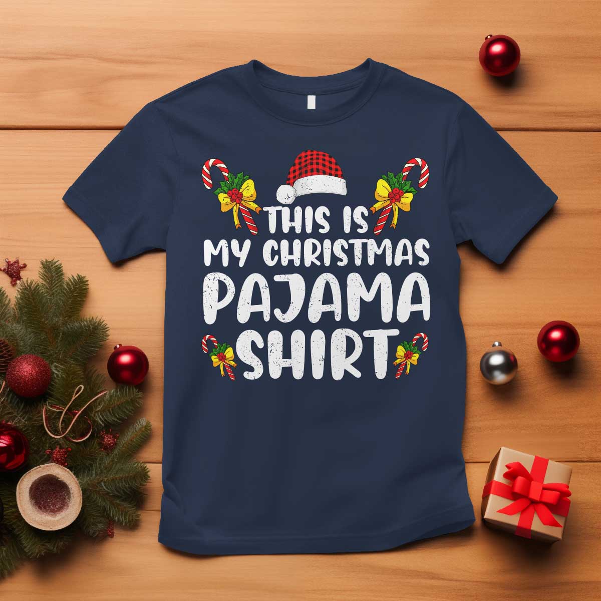 Funny Christmas T Shirt This Is My Christmas Pajama Shirt TS10 Navy Print Your Wear
