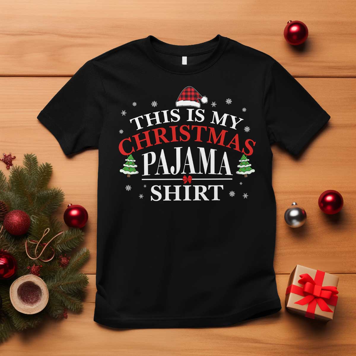 Funny Christmas Pajama T Shirt PJ PJS for Family TS10 Black Print Your Wear