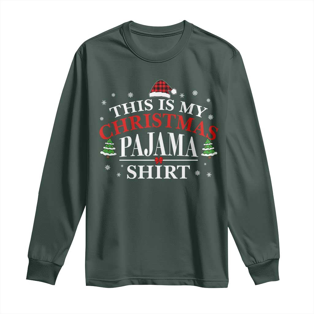 Funny Christmas Pajama Long Sleeve Shirt PJ PJS for Family TS10 Dark Forest Green Print Your Wear