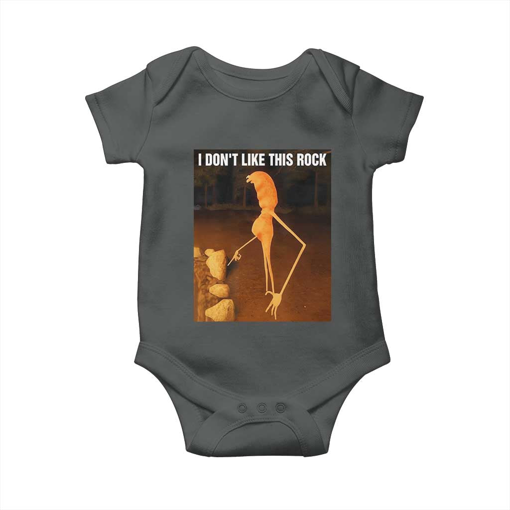 Marcus The Worm Christmas Baby Onesie I Don't Like This Rock Funny Meme TS10 Dark Heather Print Your Wear