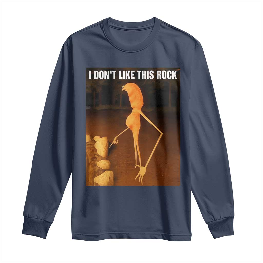 Marcus The Worm Christmas Long Sleeve Shirt I Don't Like This Rock Funny Meme TS10 Navy Print Your Wear