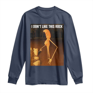 Marcus The Worm Christmas Long Sleeve Shirt I Don't Like This Rock Funny Meme TS10 Navy Print Your Wear