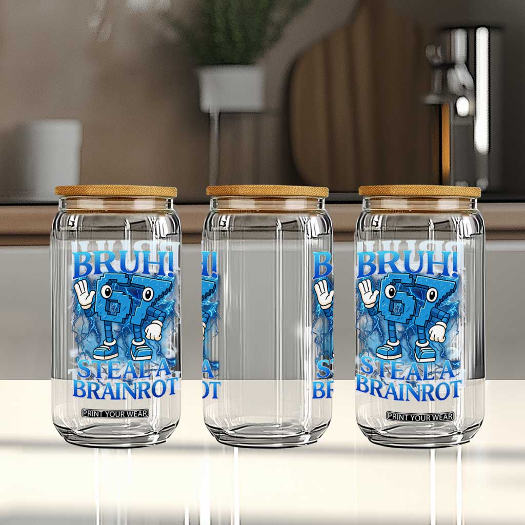 Bruh 6 7 Steal a Brainrot Glass Can 6-7 Funny Brainrot Meme Six Seven Bootleg TS10 Print Your Wear