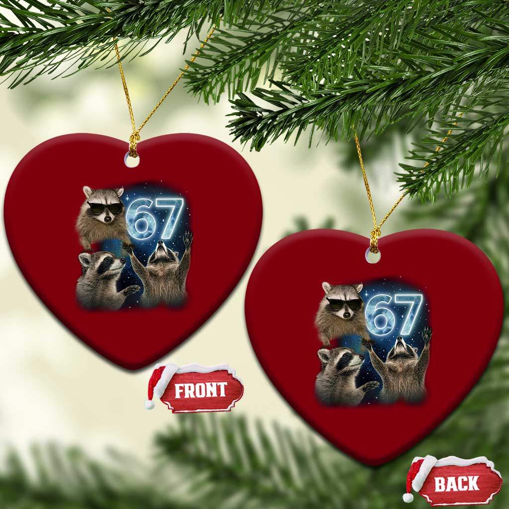 Funny 67 Raccoon Meme Ceramic Ornament Howling at The Moon Funny Six Seven Weird Cursed TS10 Print Your Wear