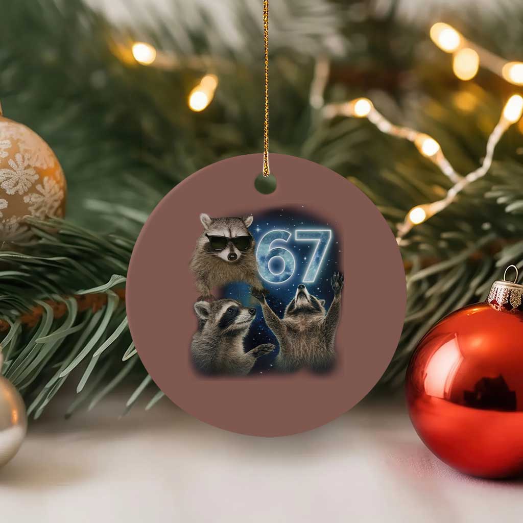 Funny 67 Raccoon Meme Ceramic Ornament Howling at The Moon Funny Six Seven Weird Cursed TS10 1pc Mocha Print Your Wear