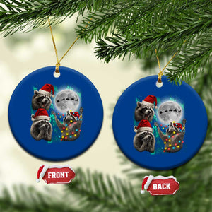 3 Raccoons Howling At Moon Christmas Ceramic Ornament Funny Weird Cursed Meme TS10 1pc Blue Print Your Wear