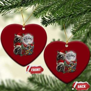 3 Raccoons Howling At Moon Christmas Ceramic Ornament Funny Weird Cursed Meme TS10 Print Your Wear