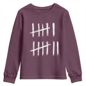 Funny Six Seven 67 Meme Youth Sweatshirt Tally Marks 6 7 Numbers Gen Alpha Slang TS10 Maroon Print Your Wear