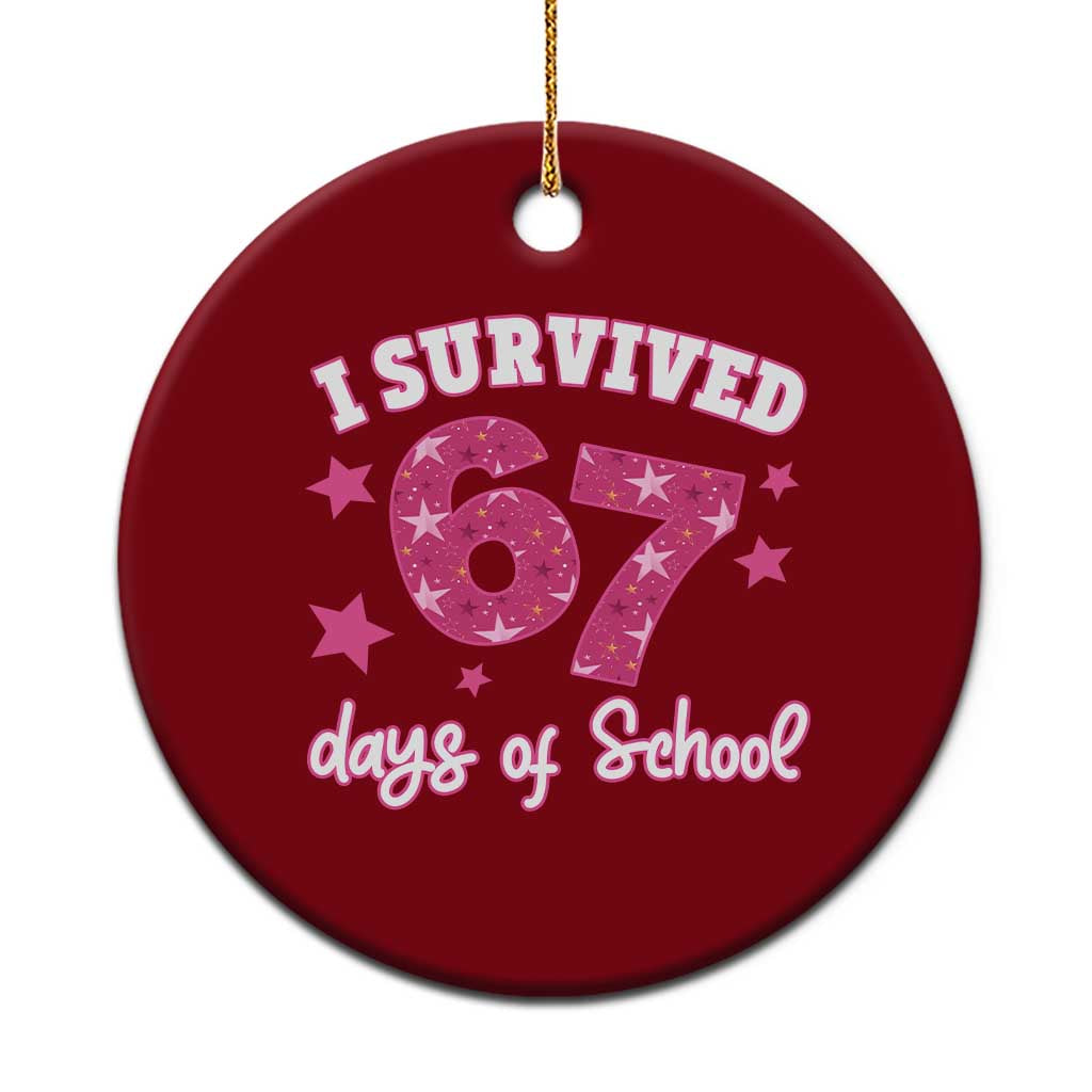 I Survived 67 Days Of School Ceramic Ornament Funny Six Seven Teachers Students Meme Pink TS10 1pc Red Print Your Wear