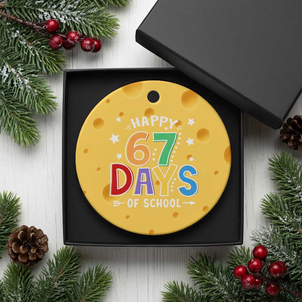 67 Days of School Ceramic Ornament Funny Meme Teacher Student 67th Day TS10 1pc Yellow Cheese Print Your Wear