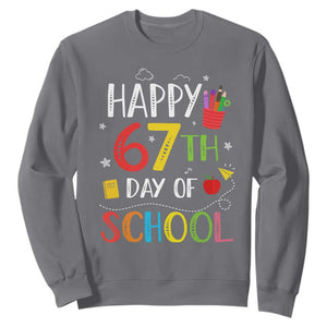 67 Days of School Sweatshirt Happy 67th Day Of School Teachers Student Meme TS10 Charcoal Print Your Wear