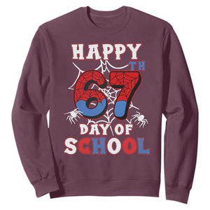Happy 67th Day Of School Sweatshirt Boys Girls Spider 67 Days TS10 Maroon Print Your Wear