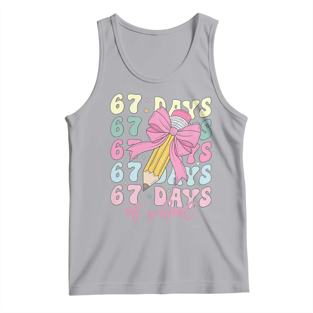 67 Days of School Coquette Bow Tank Top Funny Six Seven Meme 67th Day Teacher Student TS10 Athletic Heather Print Your Wear