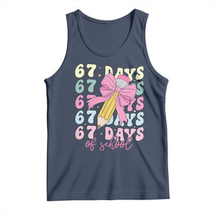 67 Days of School Coquette Bow Tank Top Funny Six Seven Meme 67th Day Teacher Student TS10 Navy Print Your Wear