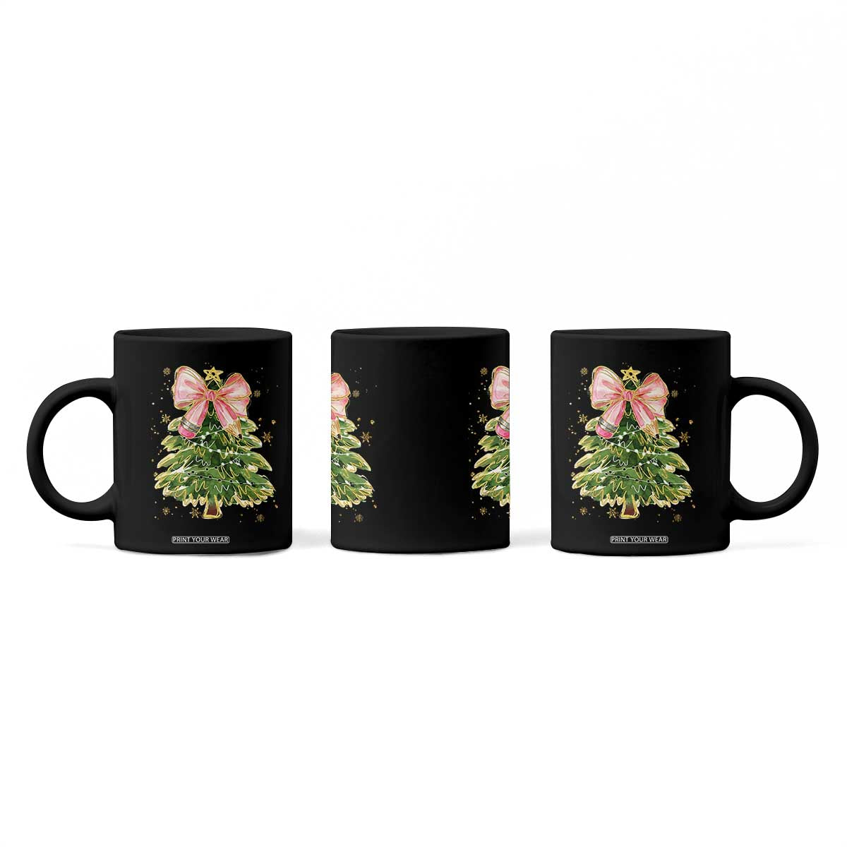 Coquette Bow Christmas Coffee Mug Cute Teacher Xmas Tree Pink TS10 Print Your Wear