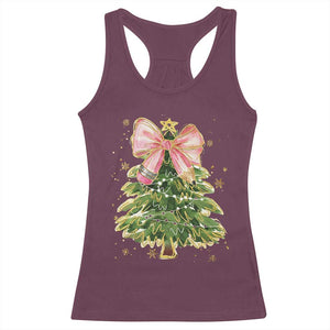 Coquette Bow Christmas Racerback Tank Top Cute Teacher Xmas Tree Pink TS10 Maroon Print Your Wear