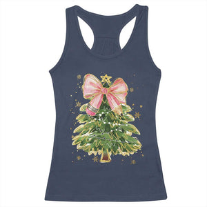 Coquette Bow Christmas Racerback Tank Top Cute Teacher Xmas Tree Pink TS10 Navy Print Your Wear