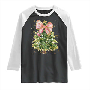 Coquette Bow Christmas Raglan Shirt Cute Teacher Xmas Tree Pink TS10 Black White Print Your Wear