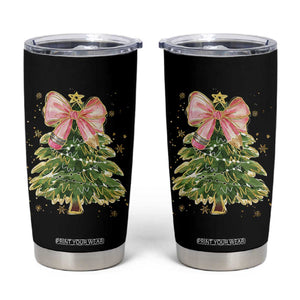 Coquette Bow Christmas Tumbler Cup Cute Teacher Xmas Tree Pink TS10 Black Print Your Wear