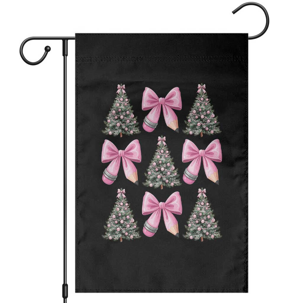 Coquette Bow Christmas Garden Flag Girly Xmas Tree Teacher Pencil Bow TS10 Black Print Your Wear