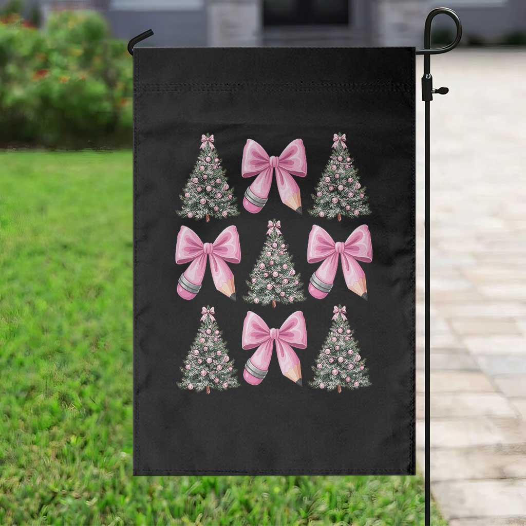 Coquette Bow Christmas Garden Flag Girly Xmas Tree Teacher Pencil Bow TS10 Print Your Wear