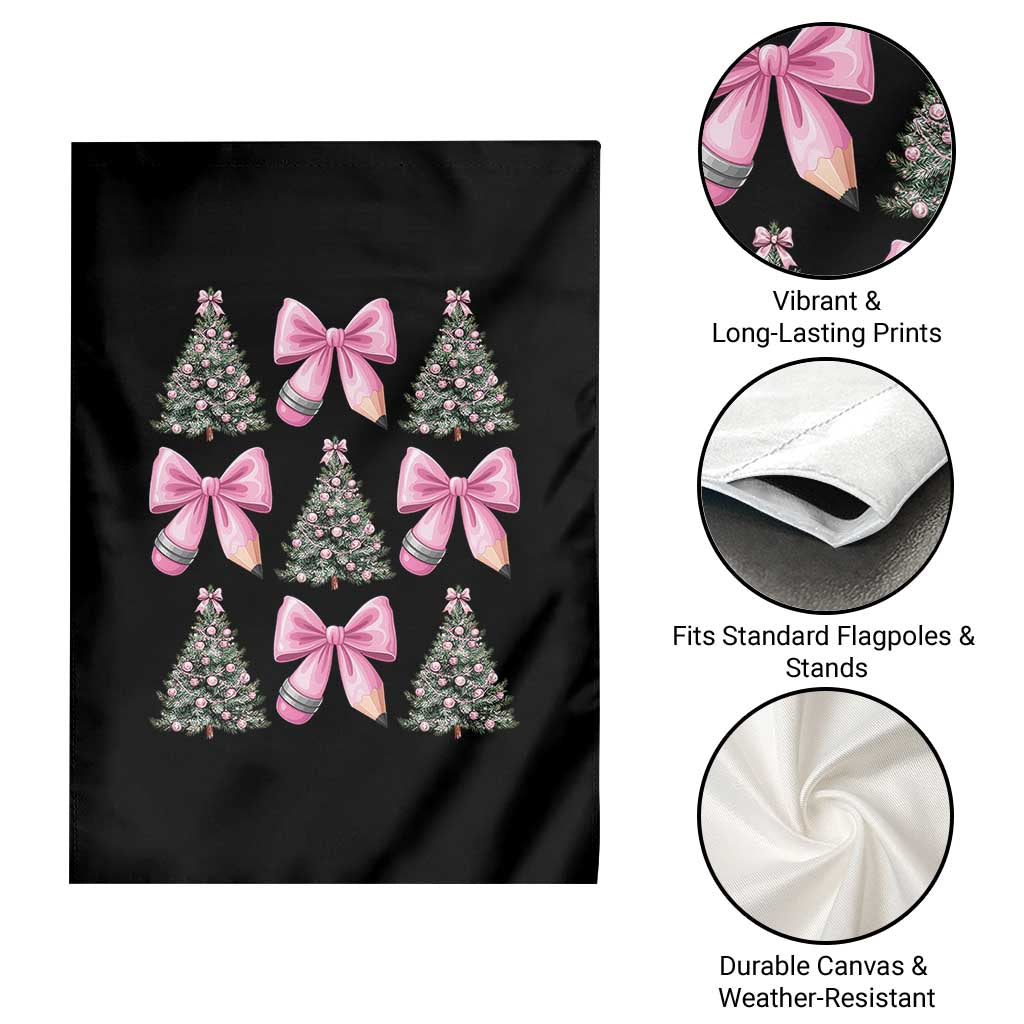 Coquette Bow Christmas Garden Flag Girly Xmas Tree Teacher Pencil Bow TS10 Print Your Wear