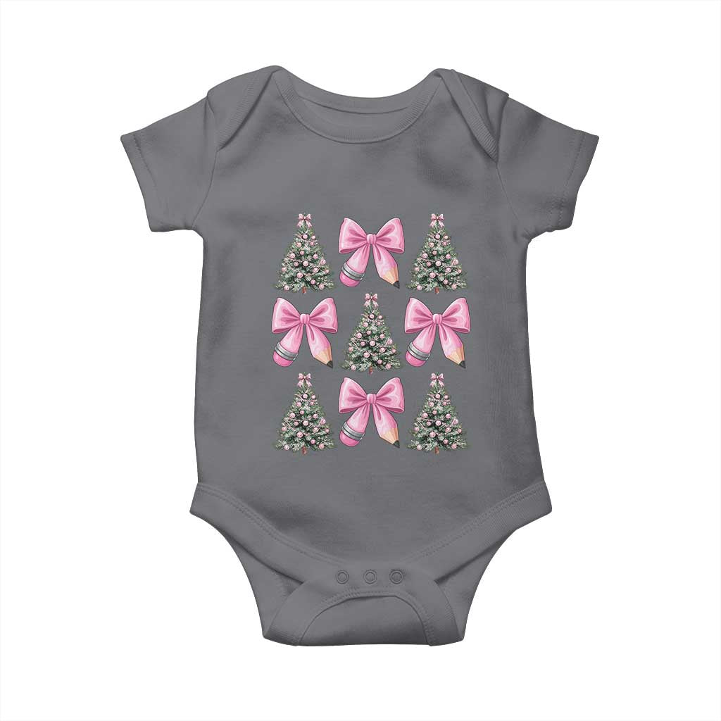 Coquette Bow Christmas Baby Onesie Girly Xmas Tree Teacher Pencil Bow TS10 Charcoal Print Your Wear