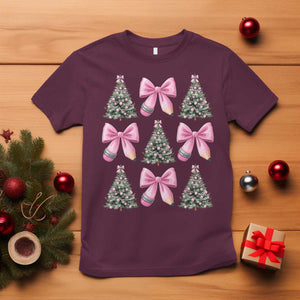Coquette Bow Christmas T Shirt Girly Xmas Tree Teacher Pencil Bow TS10 Maroon Print Your Wear
