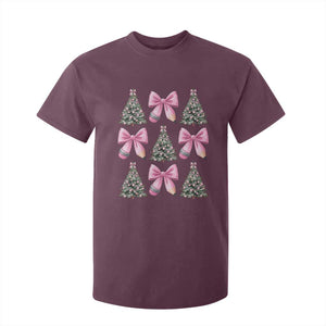 Coquette Bow Christmas T Shirt For Kid Girly Xmas Tree Teacher Pencil Bow TS10 Maroon Print Your Wear