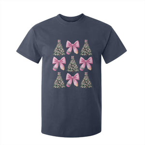 Coquette Bow Christmas T Shirt For Kid Girly Xmas Tree Teacher Pencil Bow TS10 Navy Print Your Wear