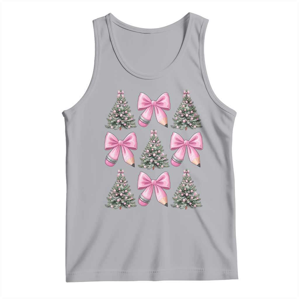 Coquette Bow Christmas Tank Top Girly Xmas Tree Teacher Pencil Bow TS10 Athletic Heather Print Your Wear