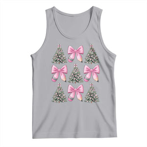 Coquette Bow Christmas Tank Top Girly Xmas Tree Teacher Pencil Bow TS10 Athletic Heather Print Your Wear