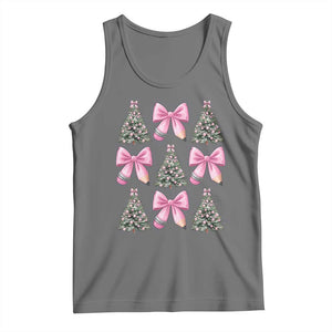 Coquette Bow Christmas Tank Top Girly Xmas Tree Teacher Pencil Bow TS10 Black Heather Print Your Wear