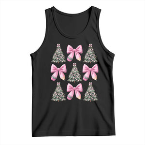 Coquette Bow Christmas Tank Top Girly Xmas Tree Teacher Pencil Bow TS10 Black Print Your Wear