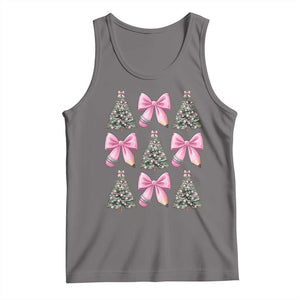 Coquette Bow Christmas Tank Top Girly Xmas Tree Teacher Pencil Bow TS10 Deep Heather Print Your Wear