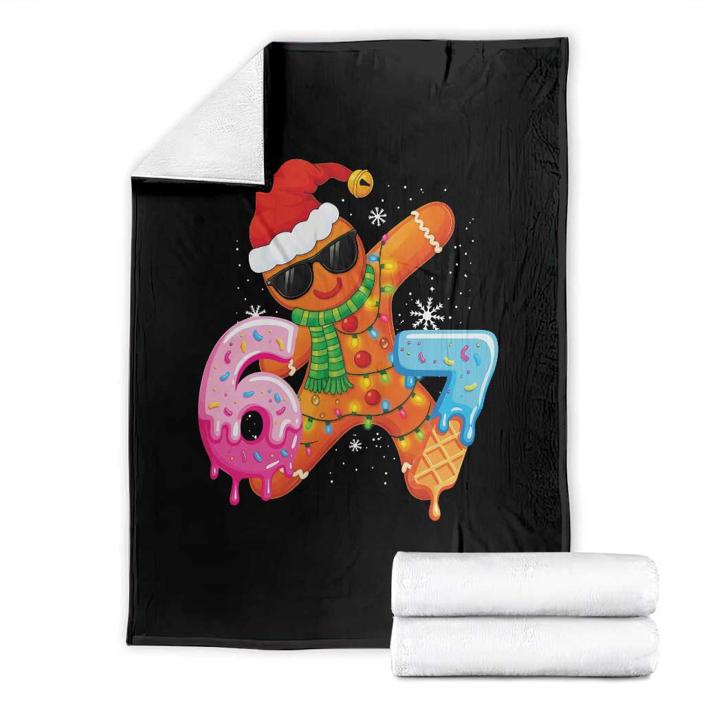 Funny 67 Meme Gingerbread Christmas Throw Blanket Six Seven Ice Cream Drip Boys TS10 Black Print Your Wear